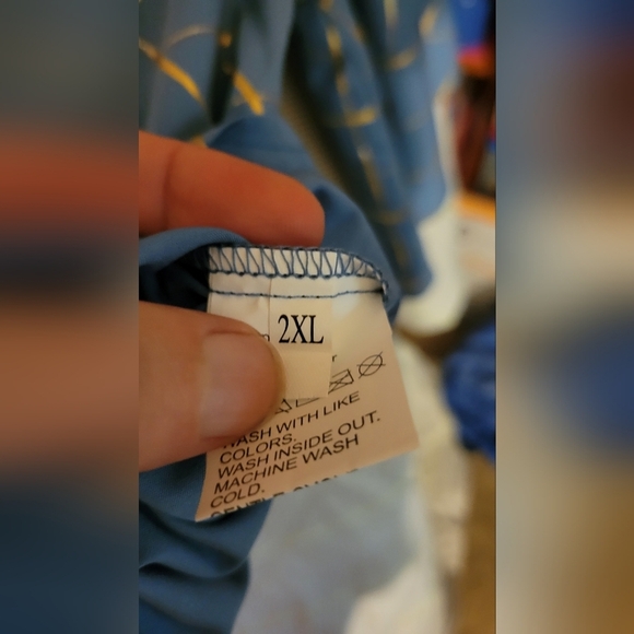 Slate Blue Silver Diamond Shaped Design 2XL Layered Bell 3/4 Sleeve - Picture 5 of 5